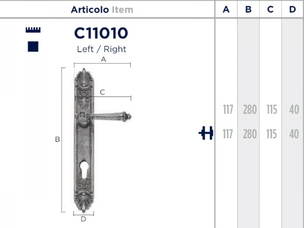 Дверная ручка на планке Enrico Cassina ELISA C11010 французское золото