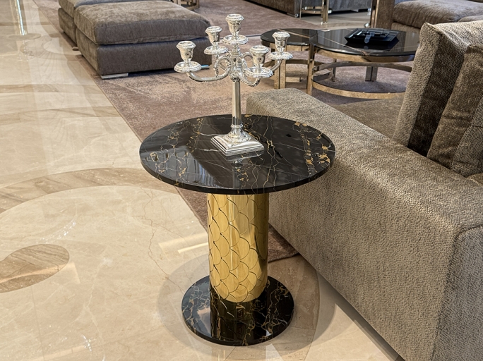 Стол кофейный Ar-Deco FG-064 круглый полированная латунь