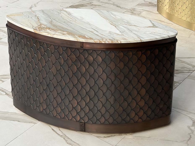 Консоль из меди с ониксом FURNITEK Ar-Deco FG-201 ручная патина под старину