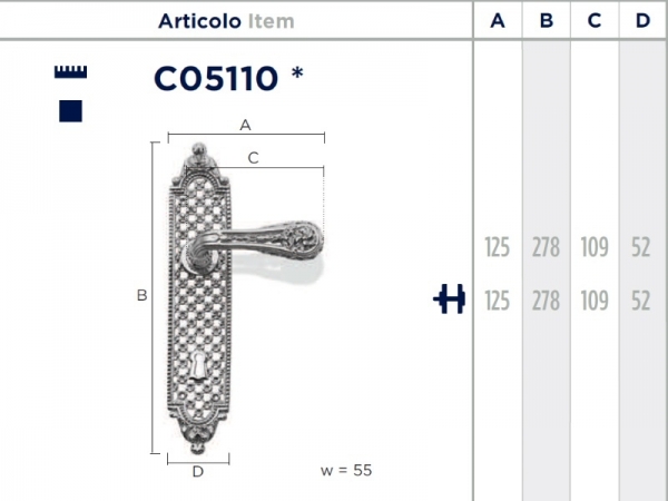 Дверная ручка на планке Enrico Cassina SOFIA C05110
