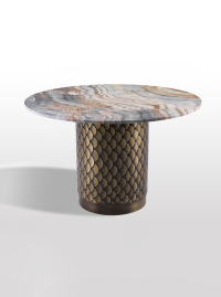 Обеденный стол круглый из латуни и мрамора