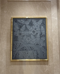 Картина со стеклом в латунной раме